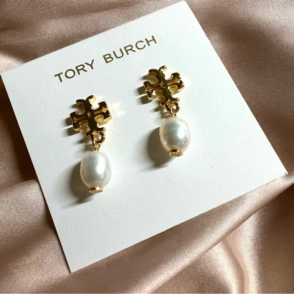 Tory Burch Kira Small Pearl Drop Earrings Womens Designer Earrings - Picture 4 of 8